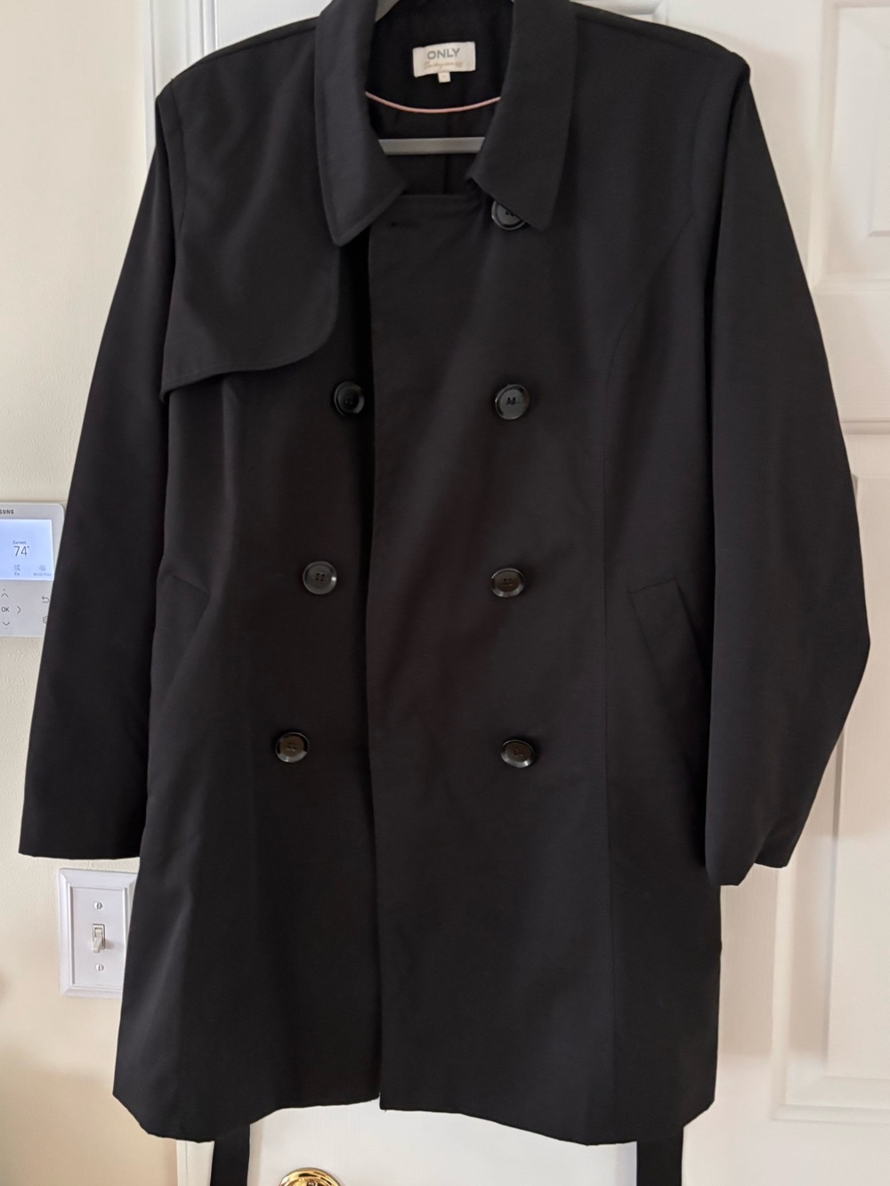 ONLY Black Double-Breasted Trench Coat
